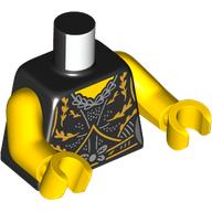 Деталь LEGO Torso, Gold/Silver Decorations print, Yellow Arms and Hands, Черный