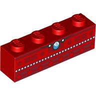 Набор LEGO Brick 1 x 4 with White Dots, Dark Red Squares print, Красный