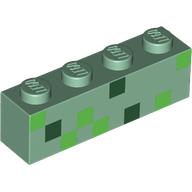 Набор LEGO Brick 1 x 4 with Dark Green/Bright Green Squares (Minecraft Pixelated) print, Sand Green