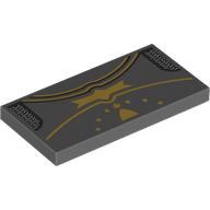 Набор LEGO Tile 2 x 4 with Yellow/Gold Trim/Decorations print, Темный сине-серый