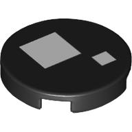 Деталь LEGO Tile Round 2 x 2 with White Squares (Brickheadz Eye) print, Черный
