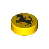 Деталь LEGO Tile Round 1 x 1 with Black Ferrari Horse print, Желтый