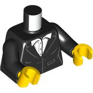 Деталь LEGO Torso Jacket, White Shirt print, Black Arms, Yellow Hands, Черный