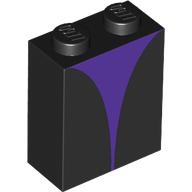 Набор LEGO Brick 1 x 2 x 2 with Purple Shape print, Черный
