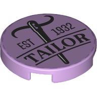 Tile Round 2 x 2 with Needle, 'EST 1932 TAILOR' print