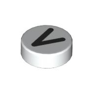 Деталь LEGO Tile Round 1 x 1 with Large Black < print, Белый