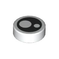 Деталь LEGO Tile Round 1 x 1 with Black Eye with Two Pupils Print, Белый