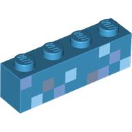Набор LEGO Brick 1 x 4 with Bright Light Blue/Light Bluish Grey/Dark Bluish Grey Squares (Minecraft Pixelated) print, Dark Azure