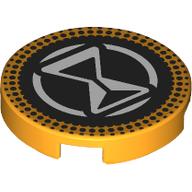 Деталь LEGO Tile Round 2 x 2 with White Hourglass on Black Background print, Ярко-светло-оранжевый