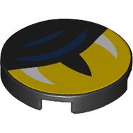 Деталь LEGO Tile Round 2 x 2 with Yellow Eye, Dark Blue Stripes print, Черный