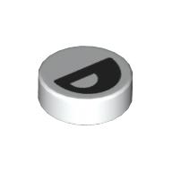 Деталь LEGO Tile Round 1 x 1 with Black Eye with Central Pupil Partially Closed Print, Белый