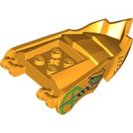 Деталь LEGO Creature Body Part, Dragon Head Lower Jaw with Pointy Chin with Green Markings, Eye, Silver Line print, Ярко-светло-оранжевый