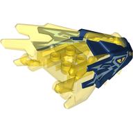 Деталь LEGO Creature Body Part, Dragon Head Upper Jaw with Spikes with Trans-Yellow Pattern, Metal Blue Markings, Bright Light Yellow Eye print, Темно-синий