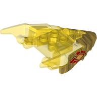 Деталь LEGO Creature Body Part, Dragon Head Upper Jaw with Spikes with Trans-Yellow Pattern, Dark Red and Yellow Eyes, Red Flames Print, Жемчужно-золотой