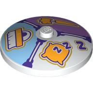 Деталь LEGO Dish 4 x 4 Inverted [Radar] with Brush, Carrot, Pillow, 'ZZZ' print, Белый