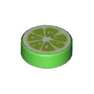 Деталь LEGO Tile Round 1 x 1 with Lime Wedge print, Ярко-зеленый