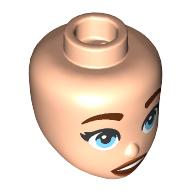 Деталь LEGO Minidoll Head, Reddish Brown Eyebrows, Bright Light Blue Eyes, Dark Red Lips, Open Scared Mouth, Светлый телесный