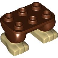 Feet, 2 x 3 x 2/3 with 6 Studs on Top with Tan Tows pattern