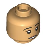 Деталь LEGO Minifig Head Cho Chang, Medium Nougat Lips, Sad / Open Mouth print, Теплый песочный