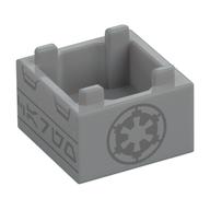 Деталь LEGO Container Box 2 x 2 x 1 With Reinforced Bottom, with Dark Bluish Grey Imperial Insignia print, Светлый сине-серый