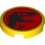 Деталь LEGO Tile Round 2 x 2 with Jurassic Park Logo print, Желтый