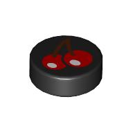 Деталь LEGO Tile Round 1 x 1 with Cherries print, Черный