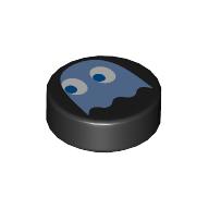 Деталь LEGO Tile Round 1 x 1 with Medium Blue Ghost print, Черный