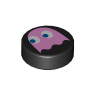 Деталь LEGO Tile Round 1 x 1 with Bright Pink Ghost print, Черный