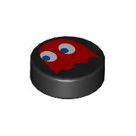 Деталь LEGO Tile Round 1 x 1 with Red Ghost print, Черный