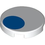 Деталь LEGO Tile Round 2 x 2 with Blue Circle/Eye print, Белый