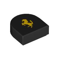 Деталь LEGO Tile 1 x 1 Half Circle with Yellow Ferrari Logo print, Черный
