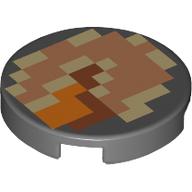 Деталь LEGO Tile Round 2 x 2 with Tan/Nougat/Orange/Medium Nougat Pixels print, Темный сине-серый
