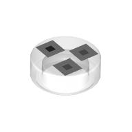Деталь LEGO Tile Round 1 x 1 with Dark Bluish Grey/Black Squares print, Прозрачный бесцветный
