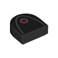 Tile 1 x 1 Half Circle with Dark Bluish Grey Curved Line, Red Dot print