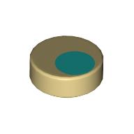 Деталь LEGO Tile Round 1 x 1 with Dark Turquoise Circle print, Песочный