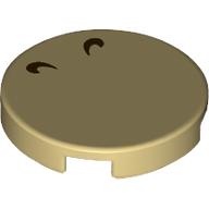 Деталь LEGO Tile Round 2 x 2 with Closed Black Eyes print, Песочный