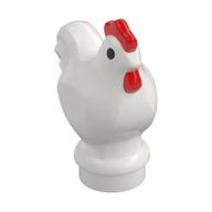 Деталь LEGO Animal, Chicken with Red Comb Pattern, Black Eyes, White Pupil print, Белый