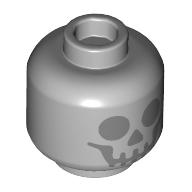 Деталь LEGO Minifig Head, Dark Bluish Skull print, Светлый сине-серый
