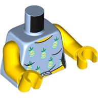 Деталь LEGO Torso Tank Top, Pineapples Print, Yellow Arms and Hands, Ярко-светло-голубой