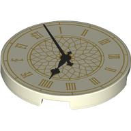 Деталь LEGO Tile Round 3 x 3 with Clock print, Светящийся в темноте белый