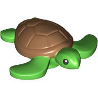 Набор LEGO Animal, Turtle / Sea Turtle with Black Eyes, Medium Dark Flesh Shell print, Ярко-зеленый