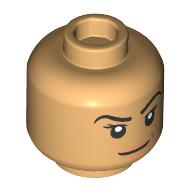 Деталь LEGO Minifig Head Echo, Peach Lips, Stern Smile, Raised Eyebrow / Angry Teeth, Теплый песочный
