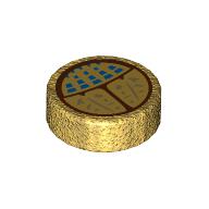 Tile Round 1 x 1 with Gold Scarab, Blue Spots print