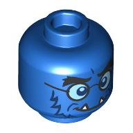 Деталь LEGO Minifig Head Beast, Thick Black Eyebrows, Dark Blue Fur, Fangs, Angry / Glasse, Dark Blue Eyes, Голубой