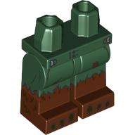 Деталь LEGO Hips with Dark Green Legs and Reddish Brown Boots Pattern, Dark Green Torn Shorts, Dark Brown Fur, Claws print, Темно-зеленый
