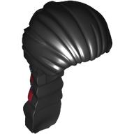 Деталь LEGO Hair Long with Thick Braid and Dark Red/Silver Bands print, Черный