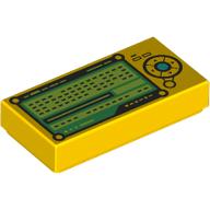 Набор LEGO Tile 1 x 2 with Control Panel, Buttons, Green Screen print, Желтый