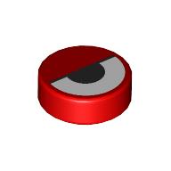 Деталь LEGO Tile Round 1 x 1 with Half-Closed Eye print, Красный