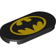 Деталь LEGO Tile Round 2 x 4 with Batman Symbol print, Черный