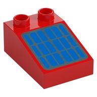 Деталь LEGO Duplo Brick 3 x 2 Slope 33° with Solar Panel print, Красный